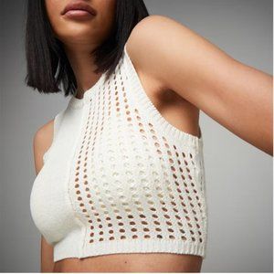 MISSGUIDED CONTRAST KNIT RACER CROP TOP